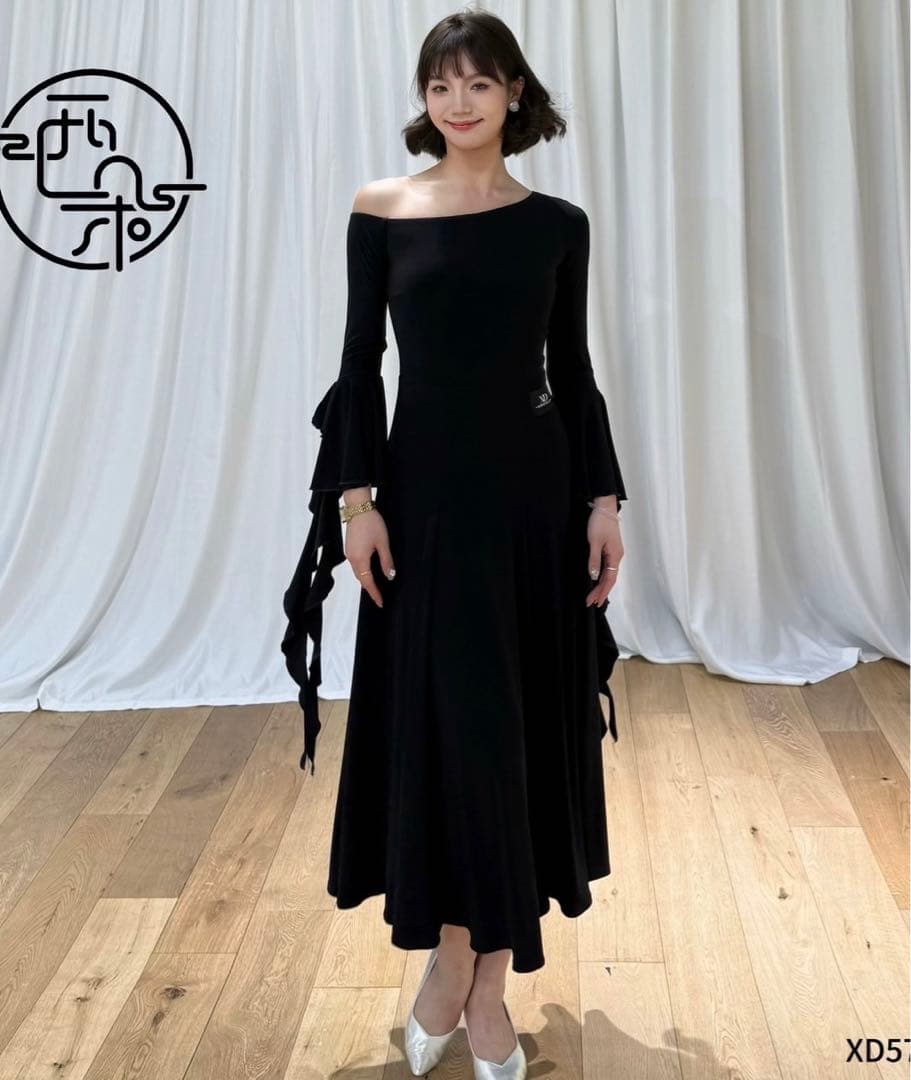 新品⭐️XI-DUO DANCE ブラックオフショルダードレス/ワンピースLサイズ