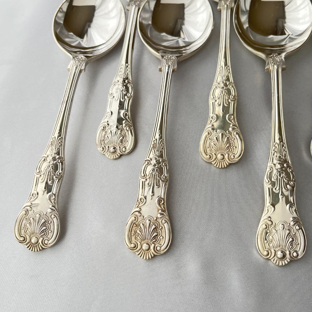 【Roberts & Belk】 クイーンズパターン コンソメスプーン 8本