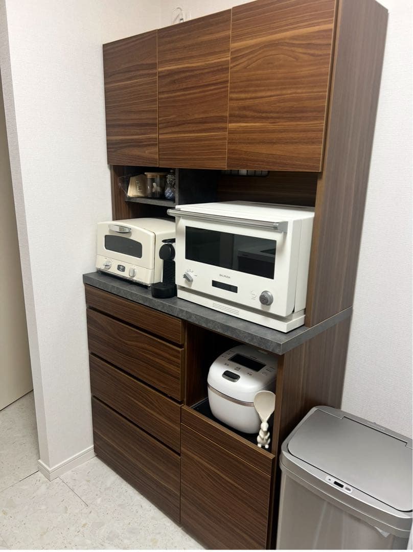 【引取大阪】シンプルモダン 食器棚 ダークブラウン