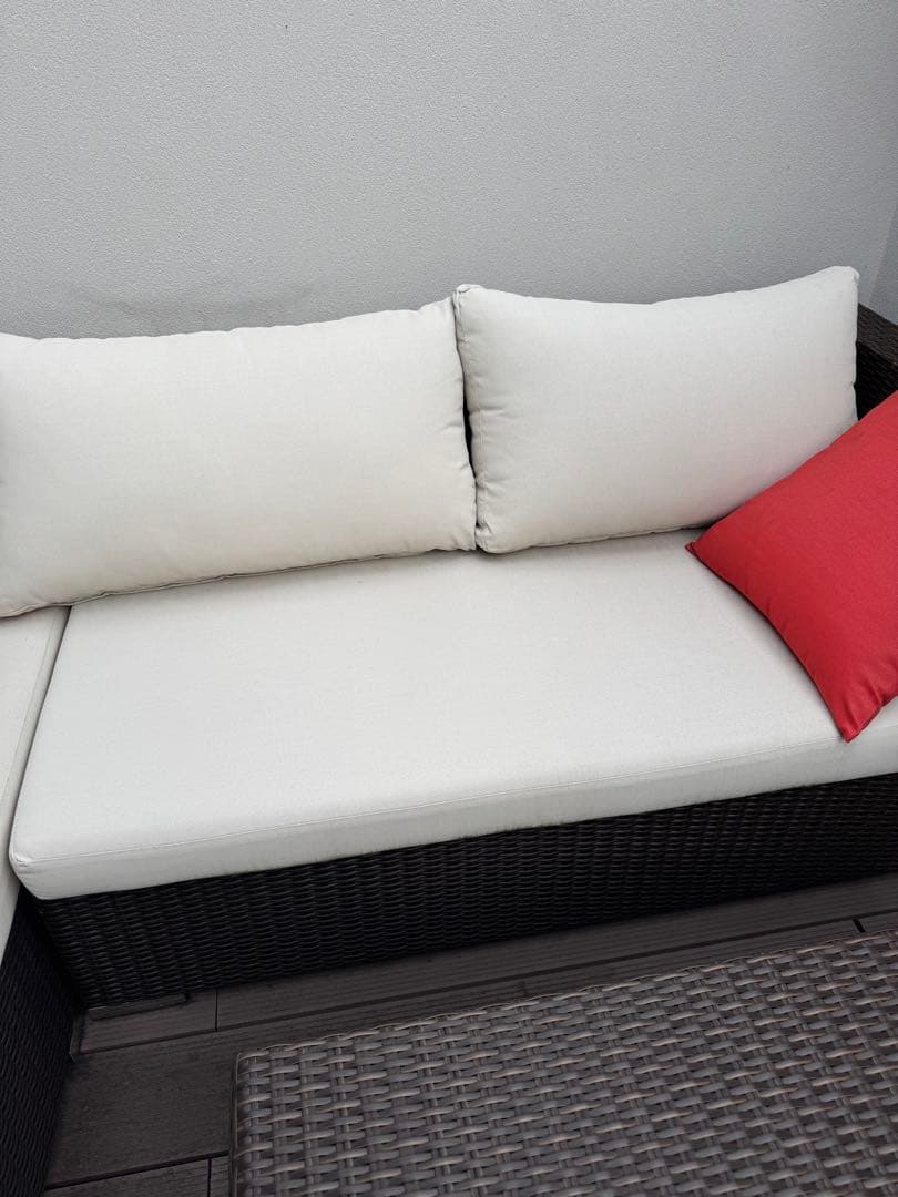 屋外用ガーデンソファ ラタン調 撥水 防水 汚れあり