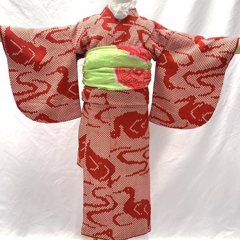 411ag21■正月 三歳 五歳 女児 アンティーク 着物&袖付き被布■良好