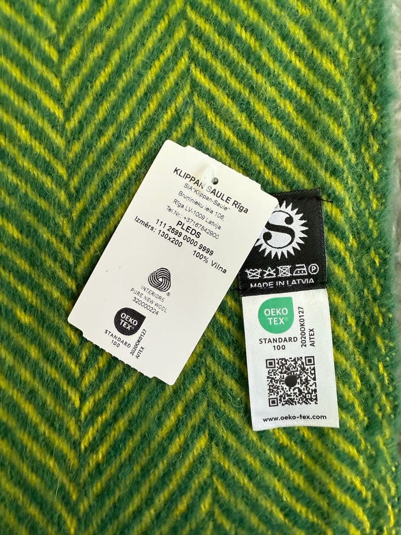 Klippan クリッパン　ブランケット　毛布　ミナペルホネン　緑　黄　カラフル