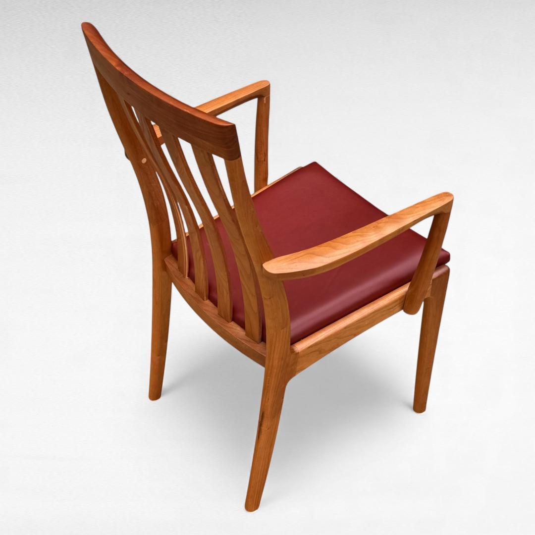 ①美品 ナガノインテリア 高級本革チェア DC322 ブラックチェリー