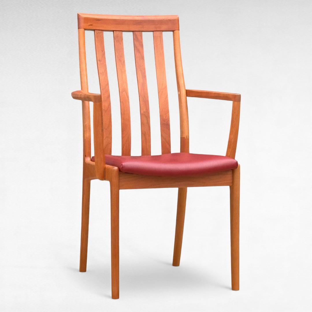 ①美品 ナガノインテリア 高級本革チェア DC322 ブラックチェリー