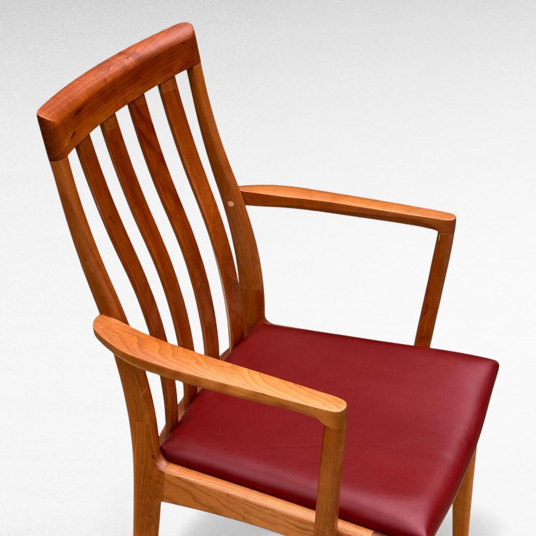 ①美品 ナガノインテリア 高級本革チェア DC322 ブラックチェリー