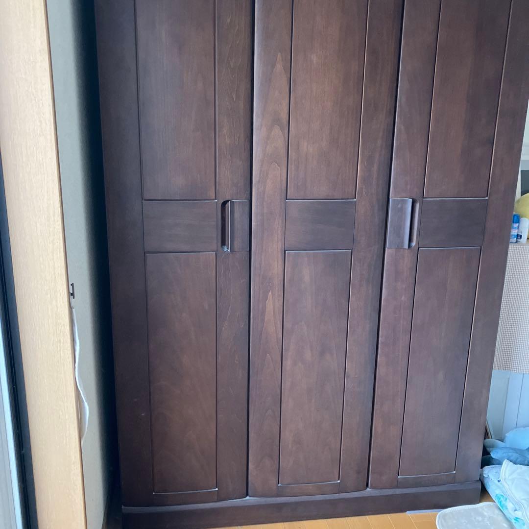 ダークブラウン木製洋服タンス　府中家具