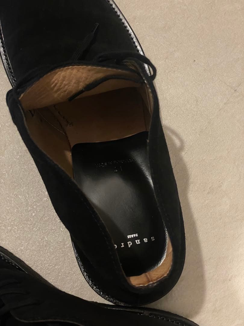 sandro paris 黒 レースアップシューズ