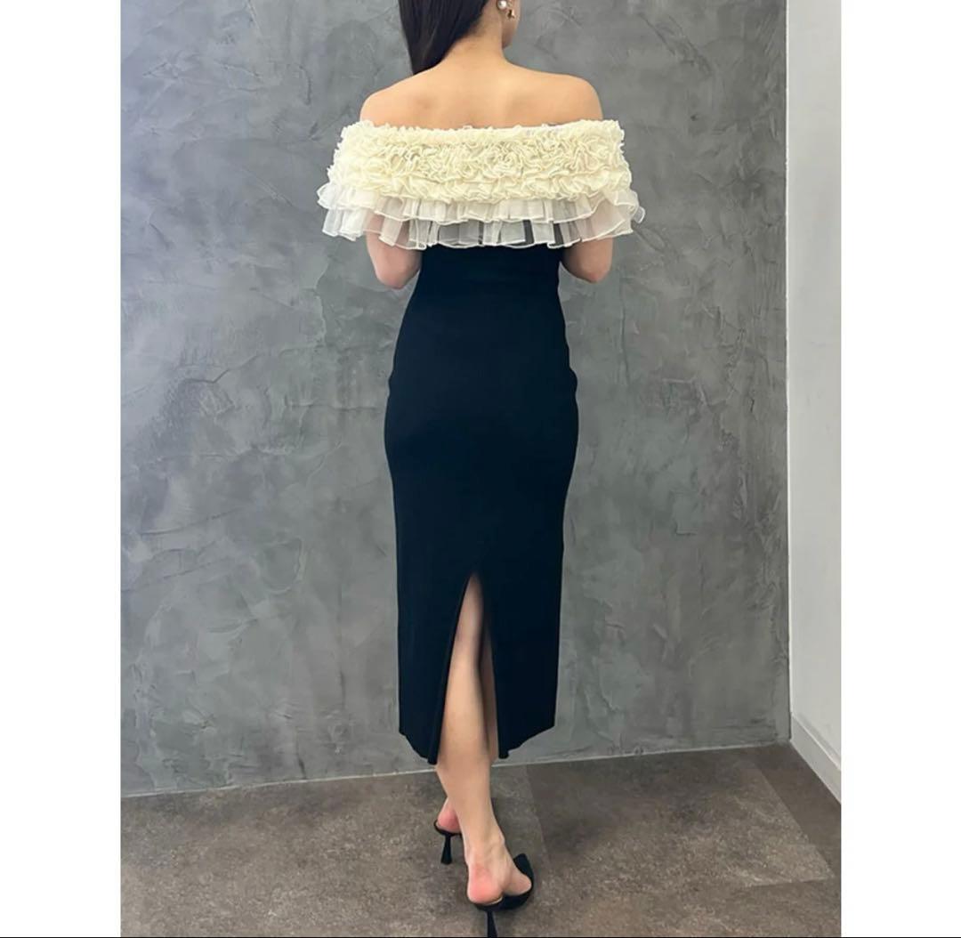 eimy istoire デコレーションフリルオフショルニットワンピース　正規品