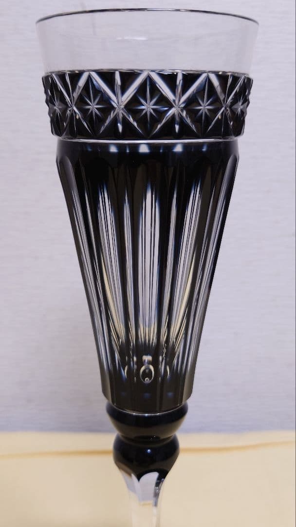 薩摩切子　薩摩びーどろ工芸　シャンパングラス　ブラック