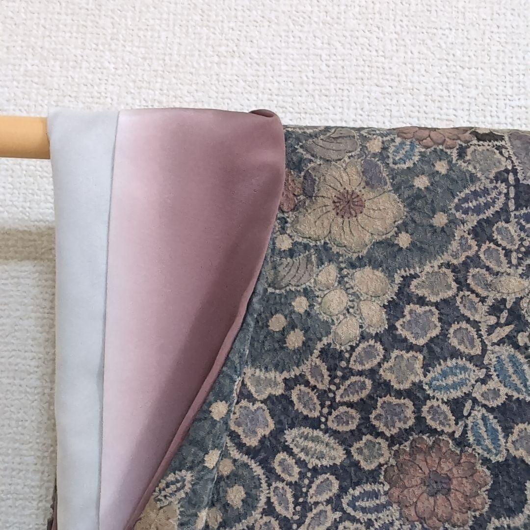 【三花】美品　洗える着物　辻ヶ花　グレー　鼠　袷　リサイクル　リユース