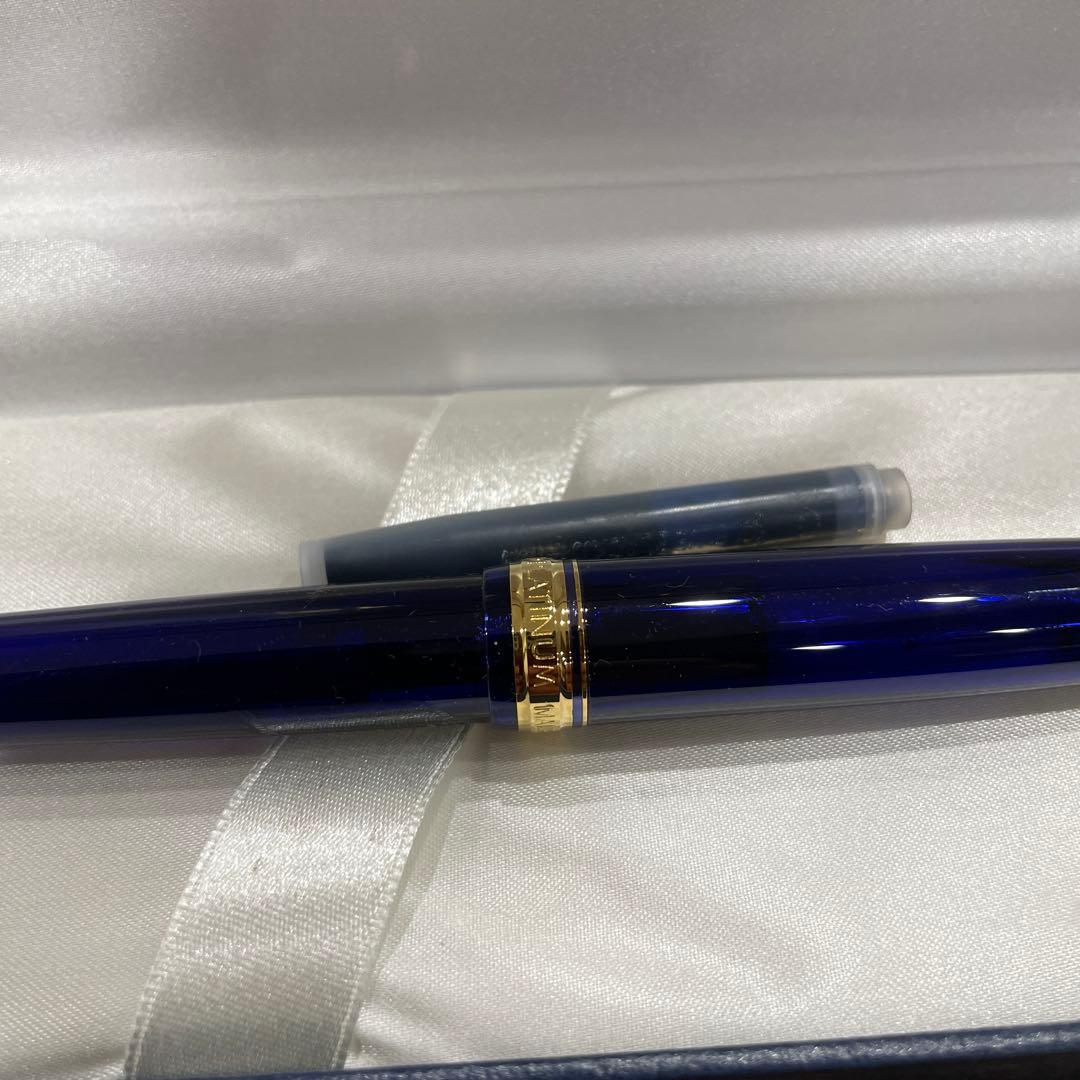PLATINUM 青色 万年筆 専用ケース付き