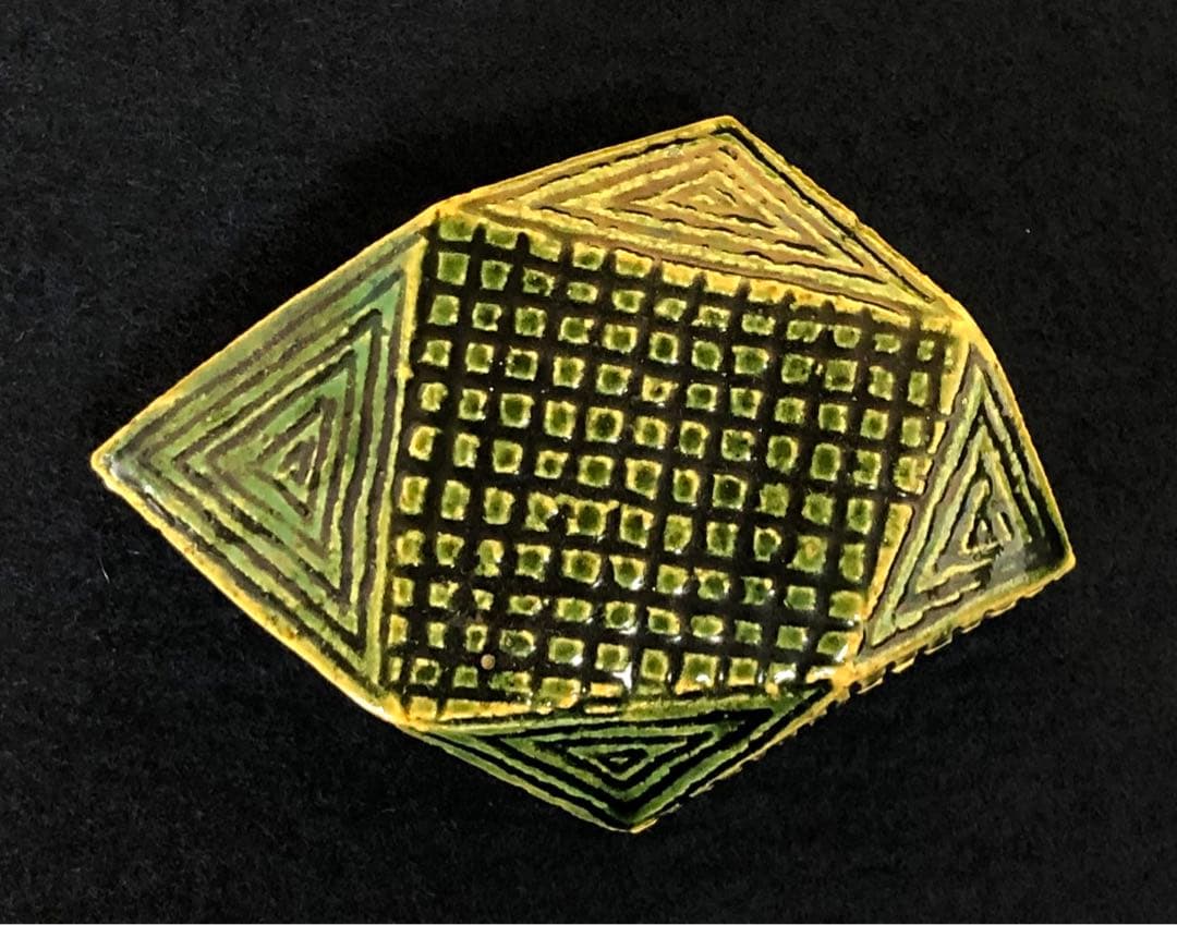 《R》茶道具 織部 香合 小森松庵造 共布 共箱　260209け1