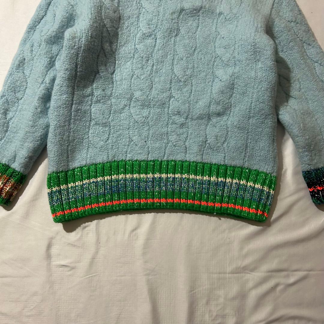 完売品 Lacoste デコラティブリブニットチルデンセーター ウール ロゴあり