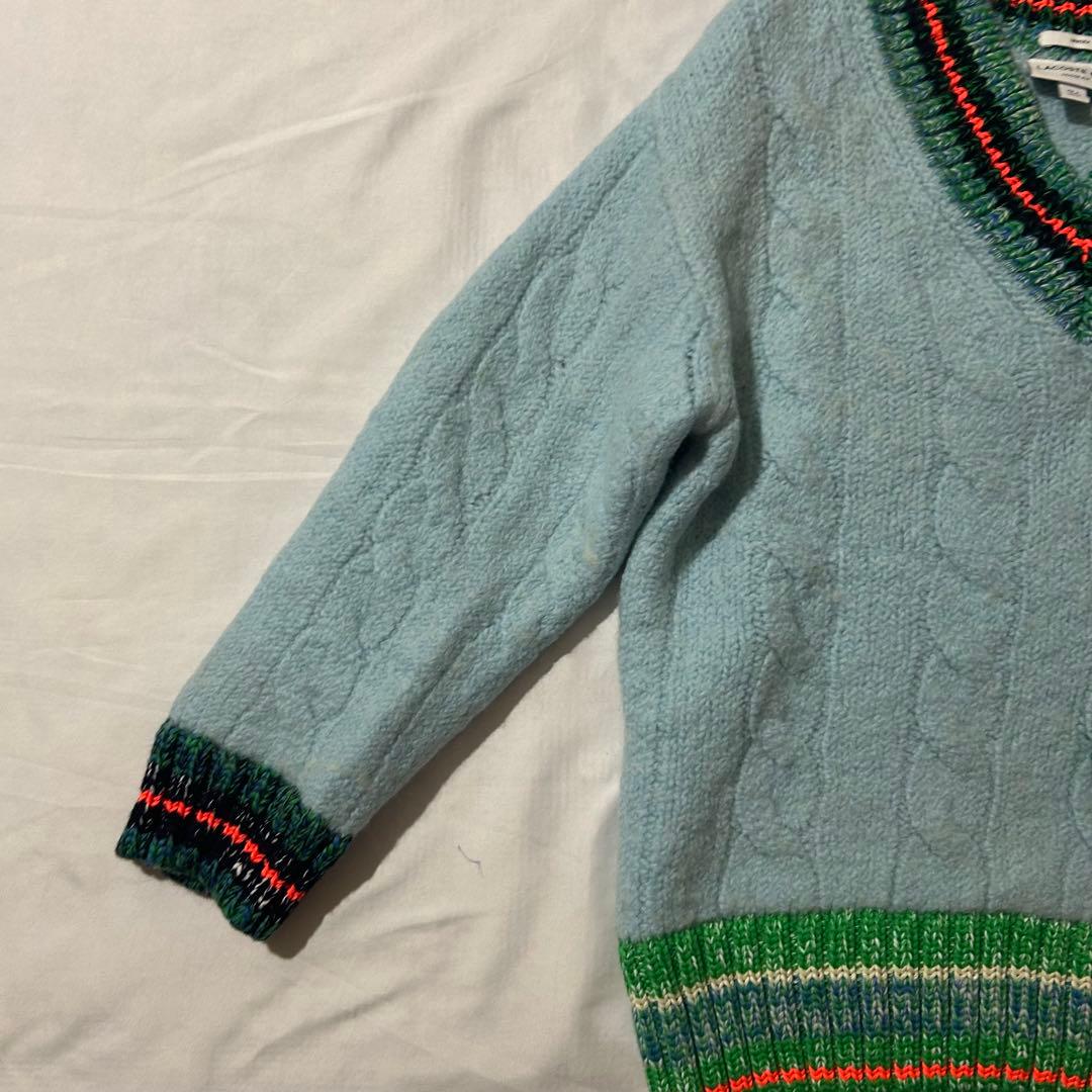 完売品 Lacoste デコラティブリブニットチルデンセーター ウール ロゴあり