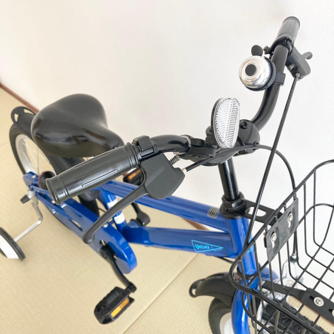16インチ 子供用自転車 青 カゴ、両側補助輪付き ほぼ未使用 送料込み