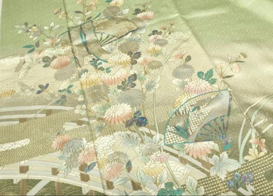 新春特別価格♦️4点フルセット　正絹　訪問着　袋帯　帯揚げ　帯締め