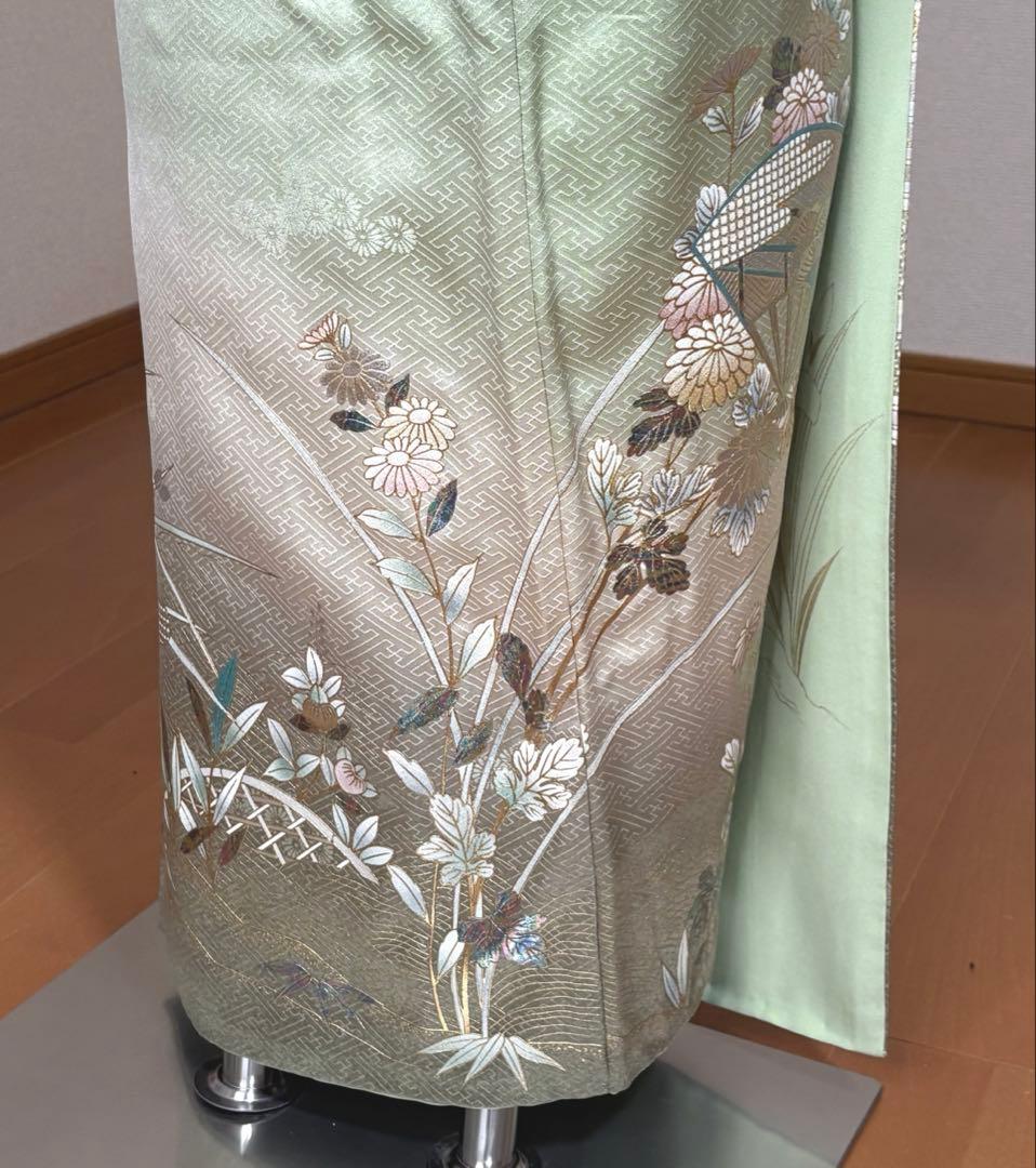 新春特別価格♦️4点フルセット　正絹　訪問着　袋帯　帯揚げ　帯締め