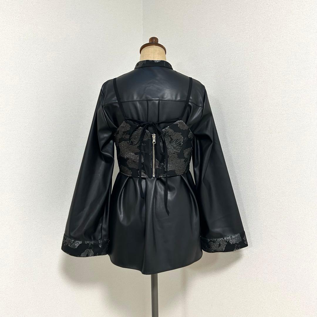 【美品】HARE 2Pビスチェ　イソザイチュニックシャツ &ビスチェセット　黒