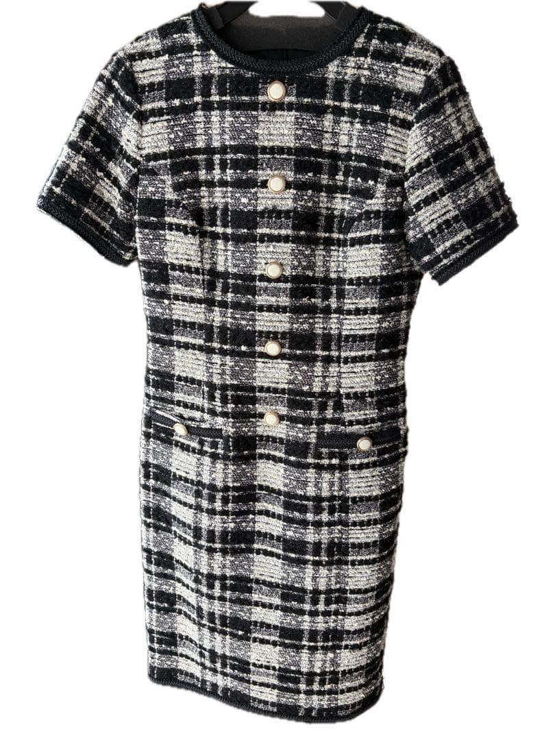 マリアケントツィード・チェック柄半袖ミニドレス