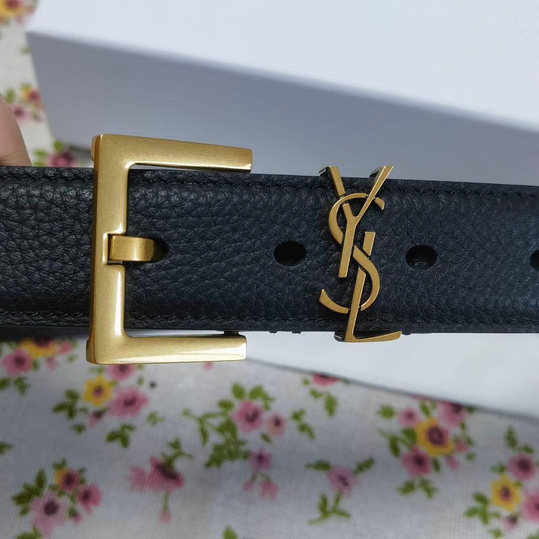 【SAINT LAURENT】YSLモノグラムロゴ レザーベルト 95cm