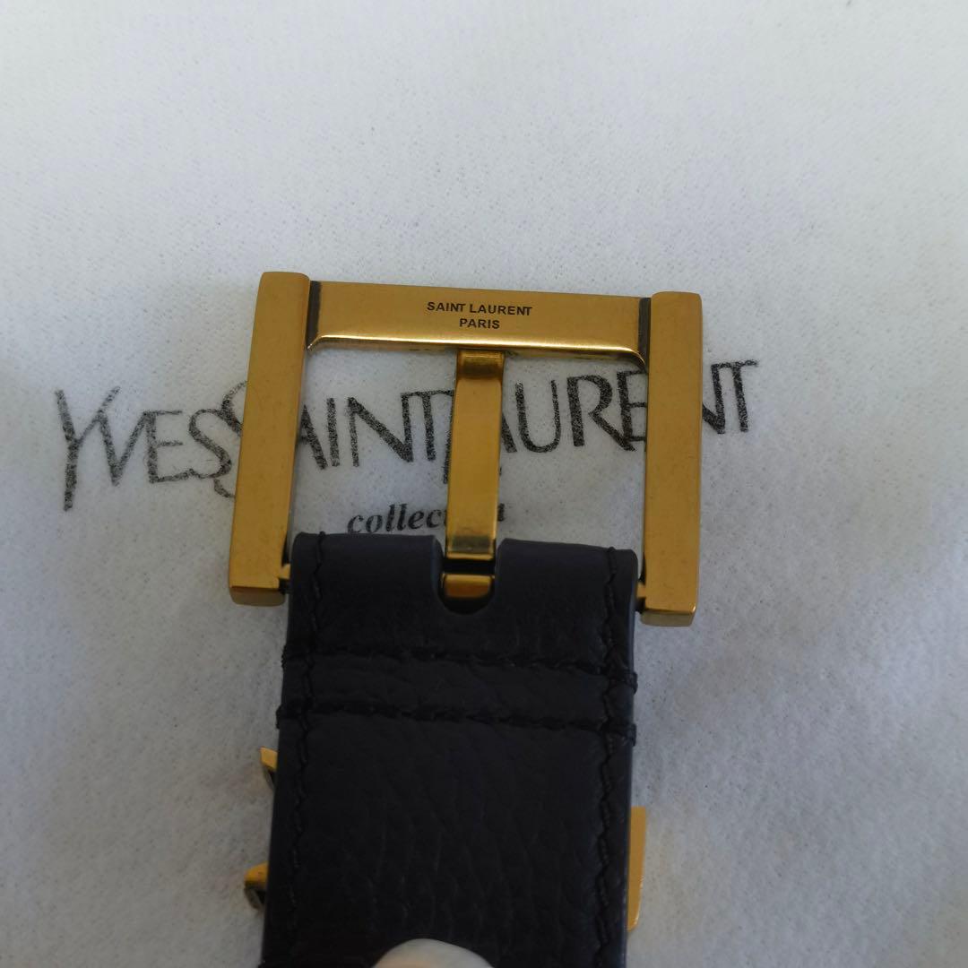 【SAINT LAURENT】YSLモノグラムロゴ レザーベルト 95cm