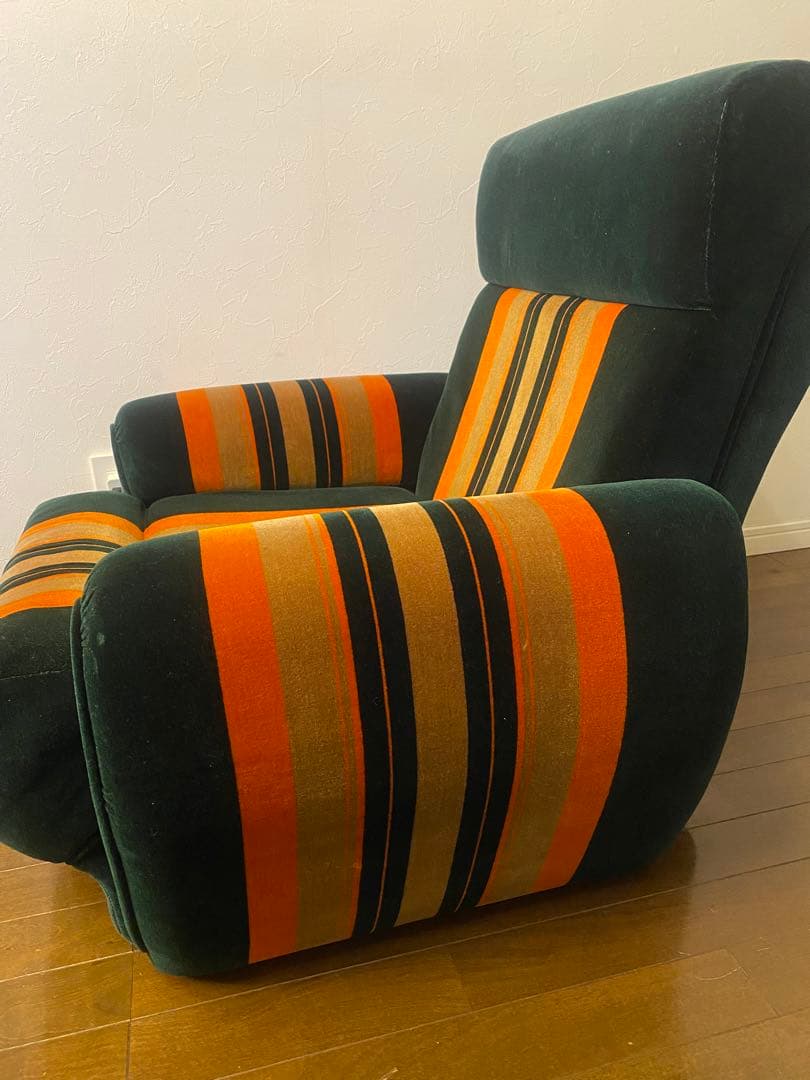 レトロ ストライプ 一人掛けソファ　モケット