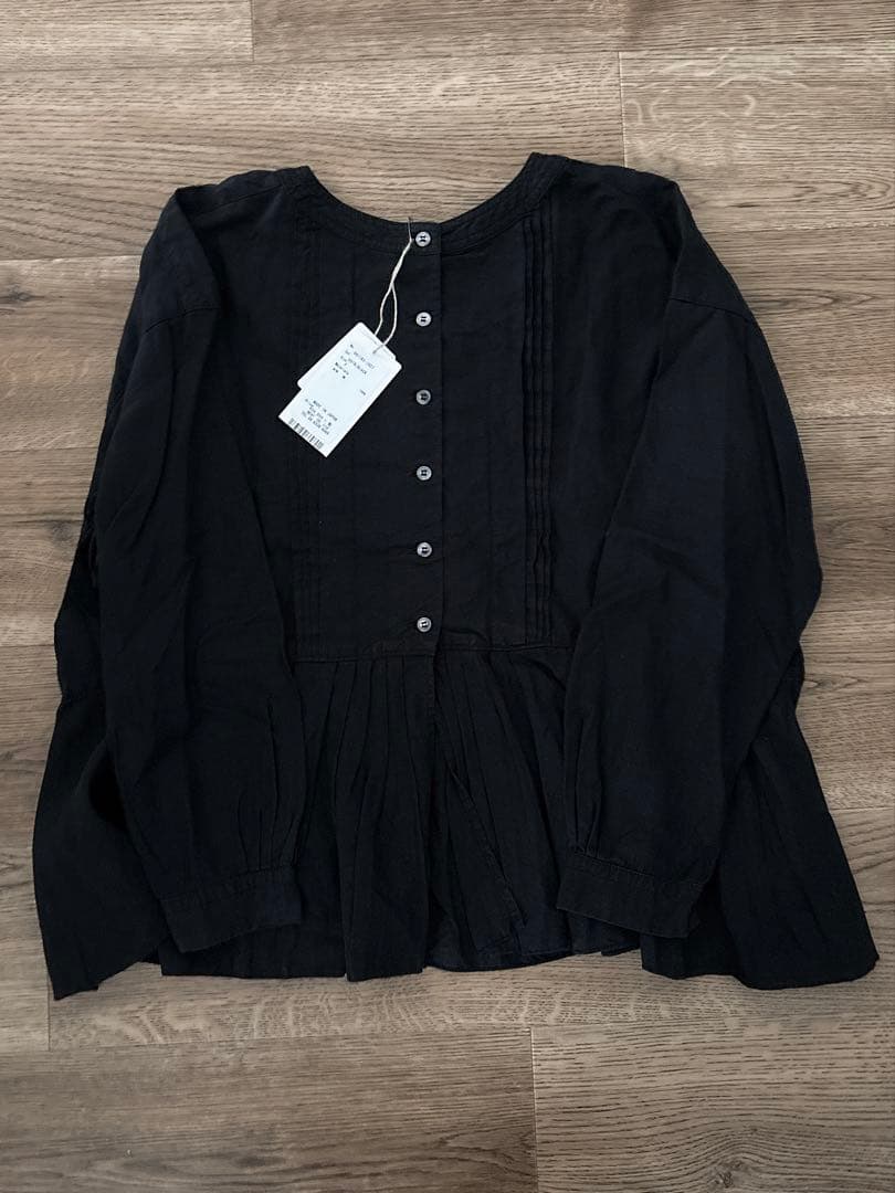 nest Robeリネンミルフィーユタックブラウス リネン 100% ブラック