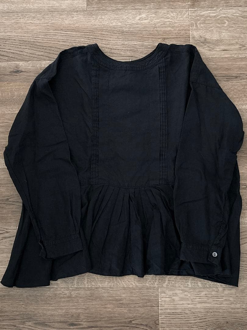 nest Robeリネンミルフィーユタックブラウス リネン 100% ブラック