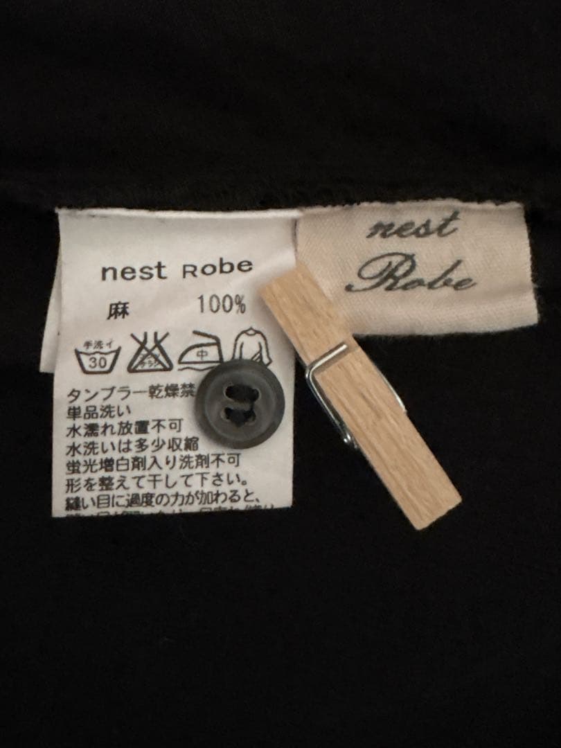 nest Robeリネンミルフィーユタックブラウス リネン 100% ブラック