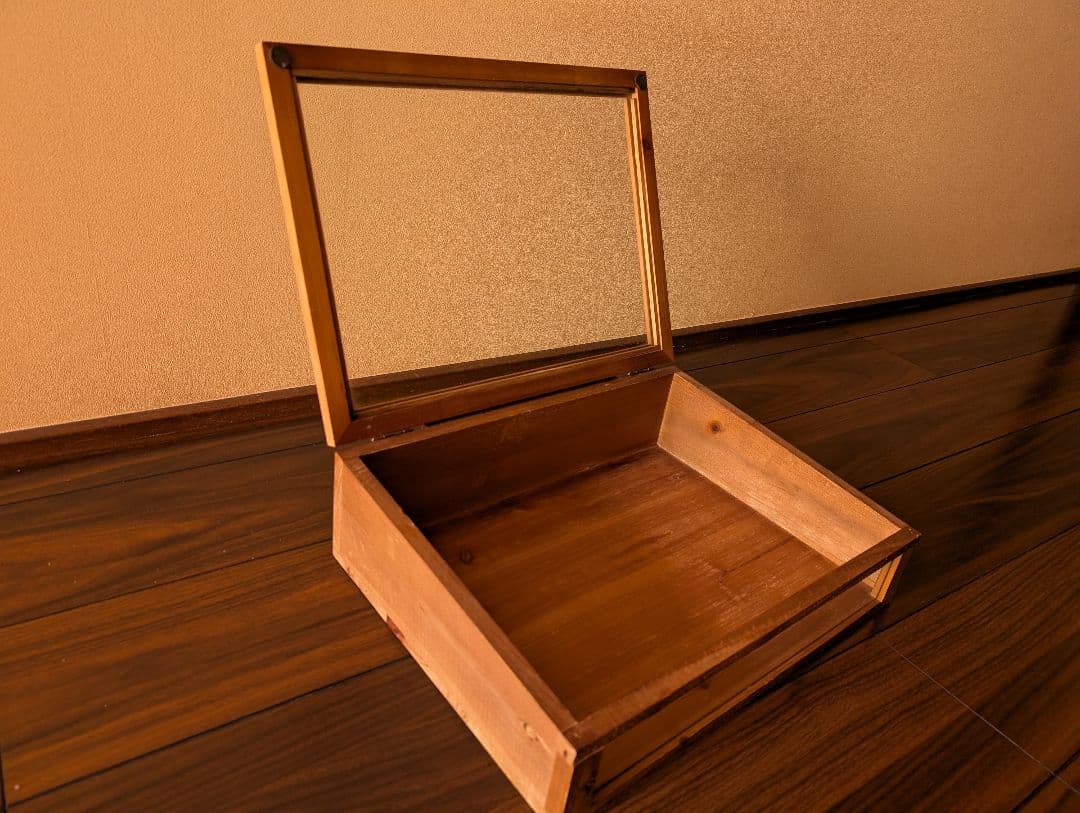アンティーク調　木製透明ガラスケース　アクセサリーケース　木箱　ヴィンテージ調