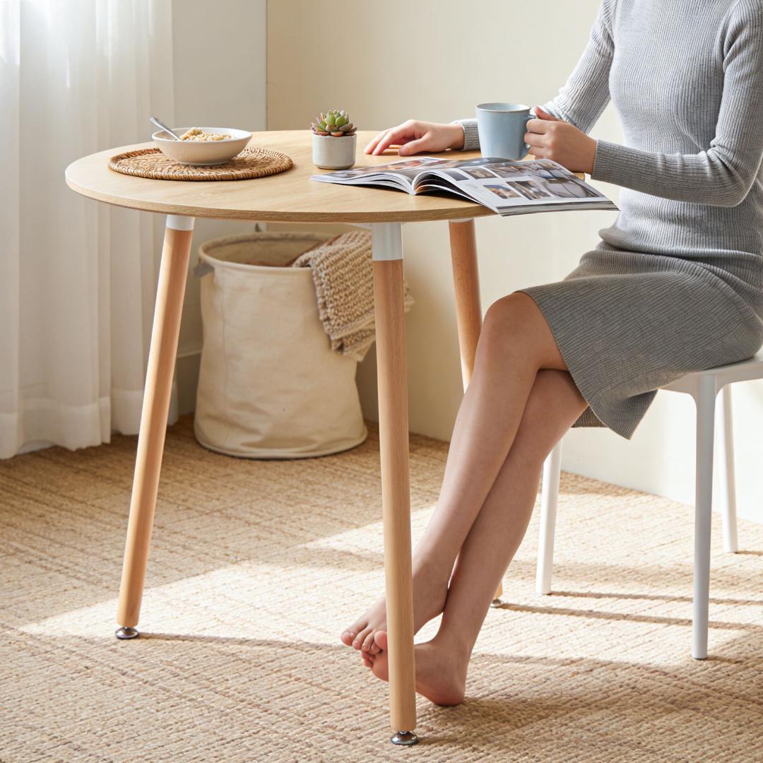 ダイニングテーブル カフェテーブル 直径60×高さ70cm 円形 ナチュラル色