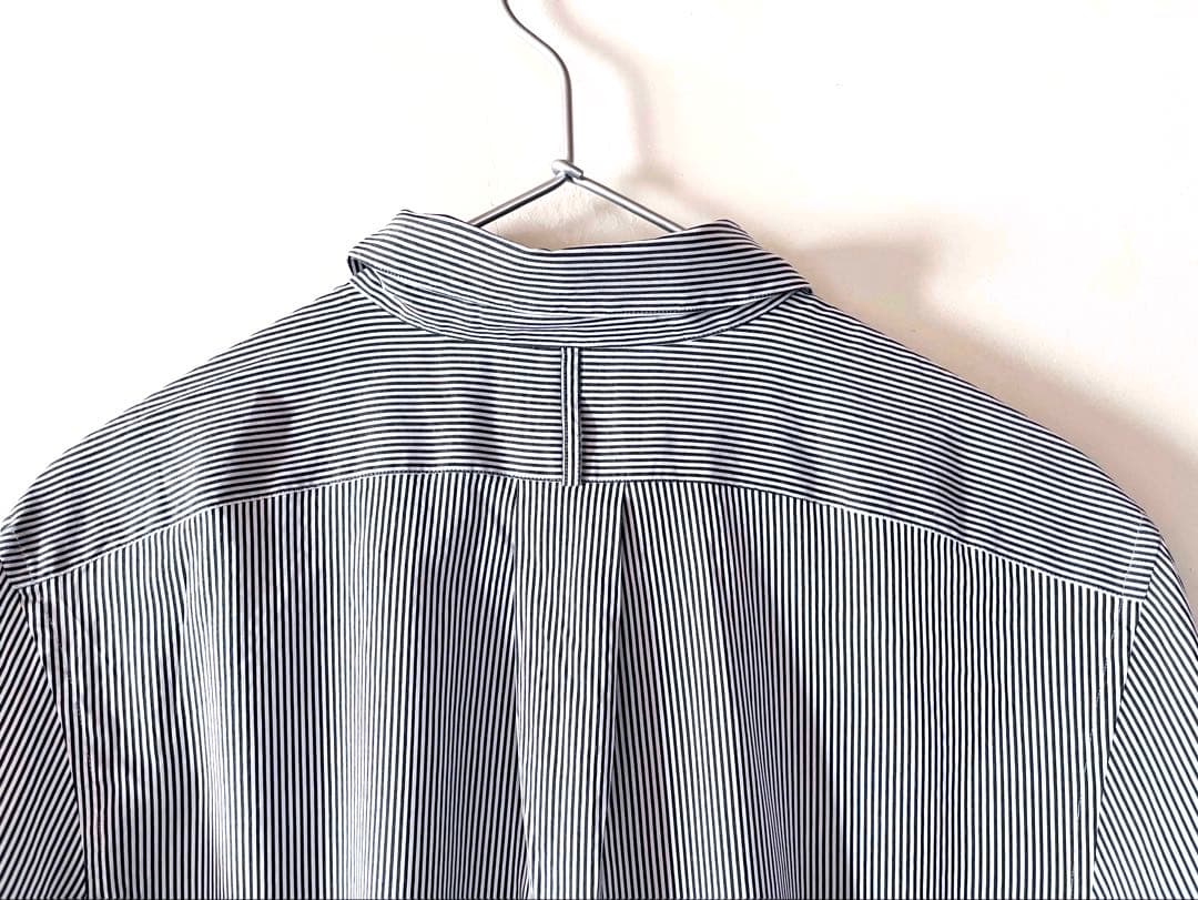 新品タグ付 マーガレットハウエル コットンシルク丸襟ストライプシャツ 3.4万