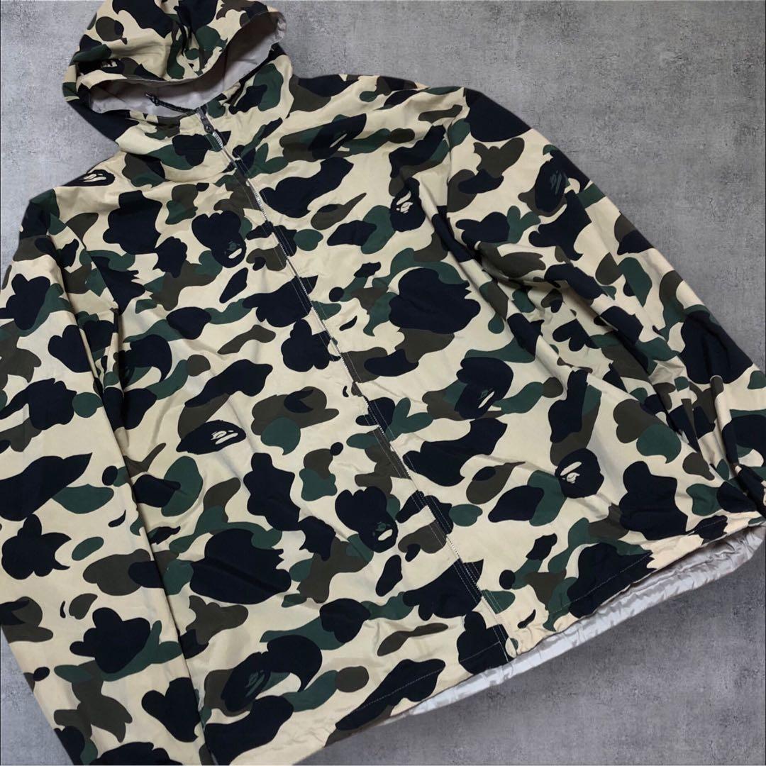A BATHING APE カモ柄 ナイロンジャケット ジップパーカー　Lサイズ