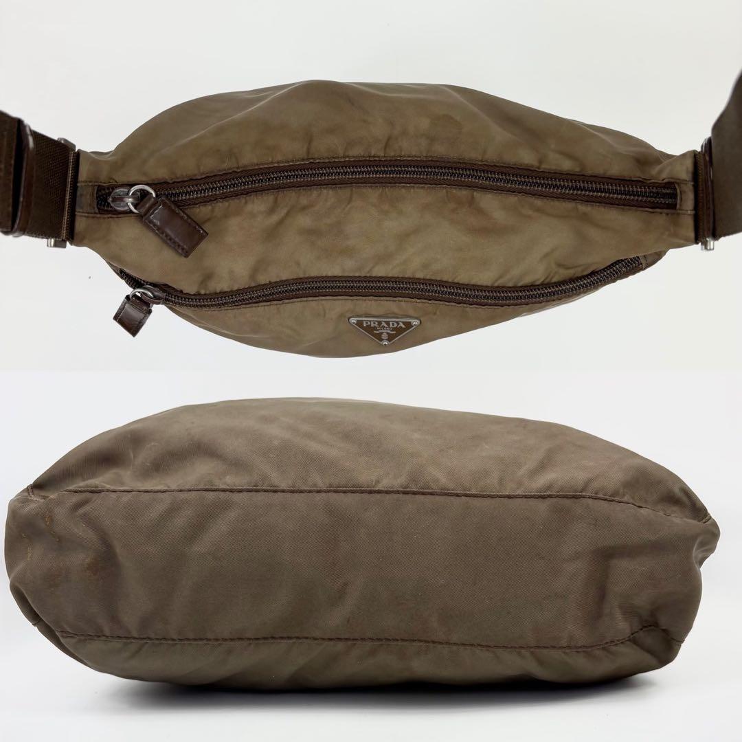 PRADA✨カメラバッグ　プラダ　三角ロゴ　ナイロン　ブラウン　白タグ