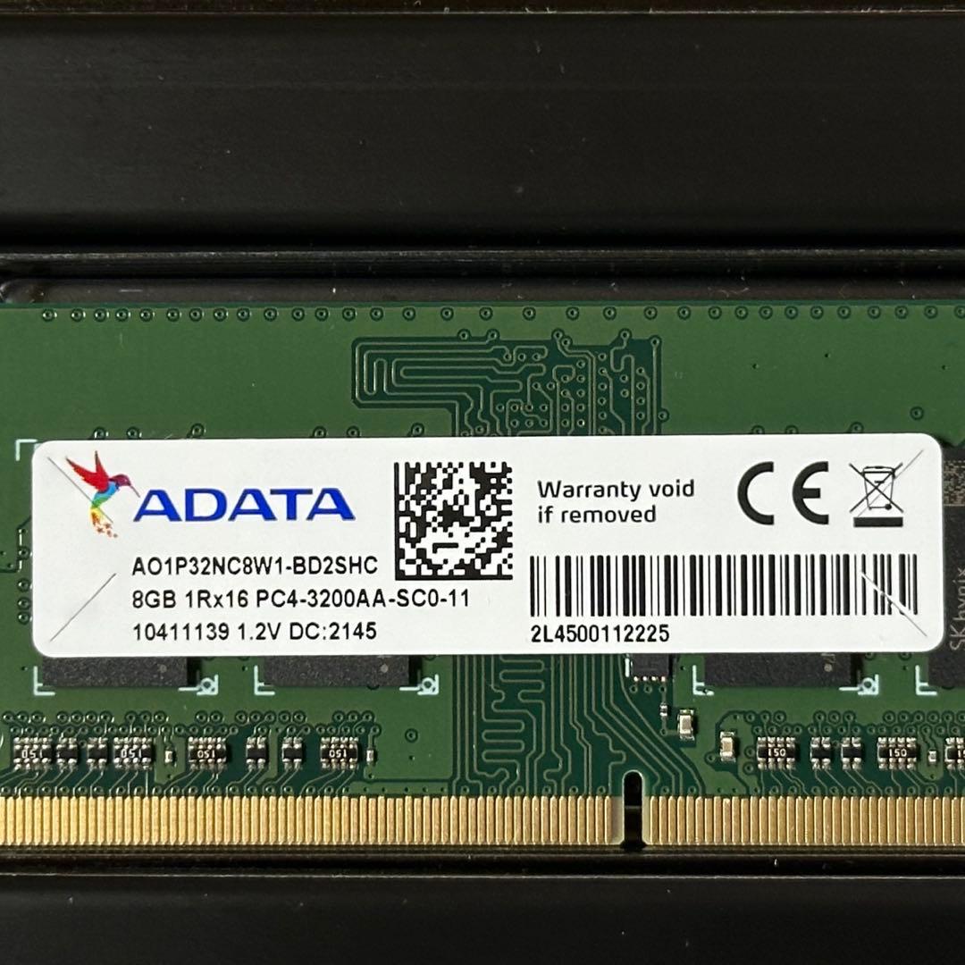【動作保証】DDR4-3200 16GB(8GB×2枚) ADATA 107