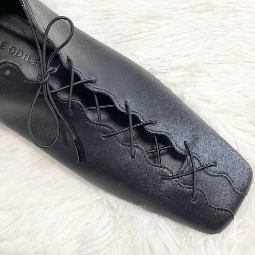 【未使用品】Odette e Odile ウェーブカットレースアップ フラット