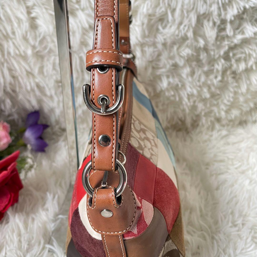 COACHコーチ パッチワークアクセサリーポーチショルダーバッグ7048