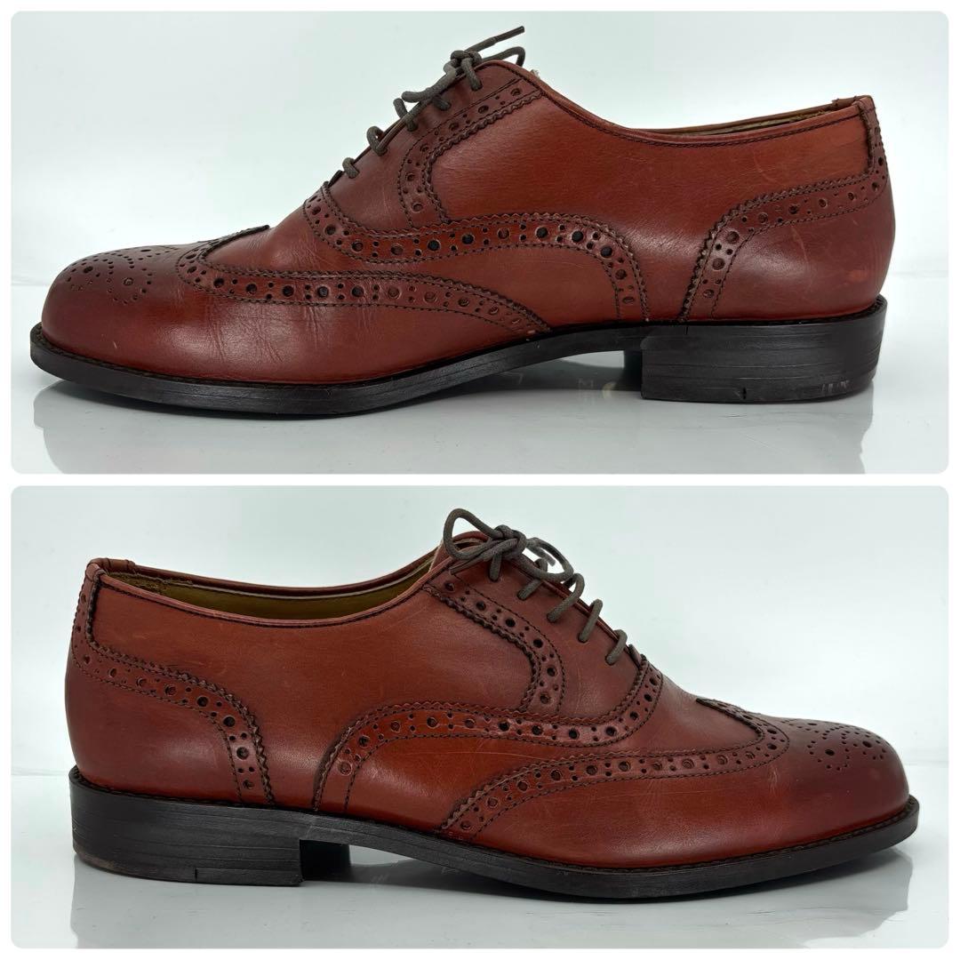 イヴサンローラン ウイングチップ メダリオン 25.5cm 革靴 ブラウン 本革