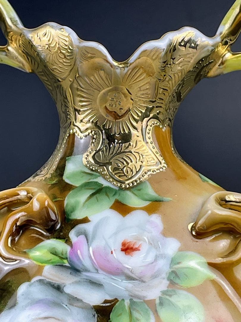 オールドニッポン ２２．８cm アールヌーボー薔薇紋 花瓶 ピッチャー 水差し