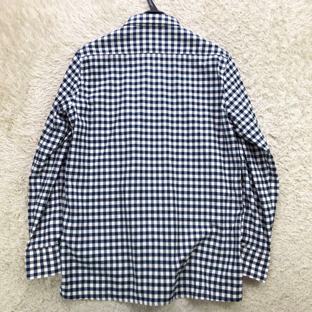45R シャツ 長袖 丸襟 ギンガムチェック コットン Rステッチ刺繍 サイズ3