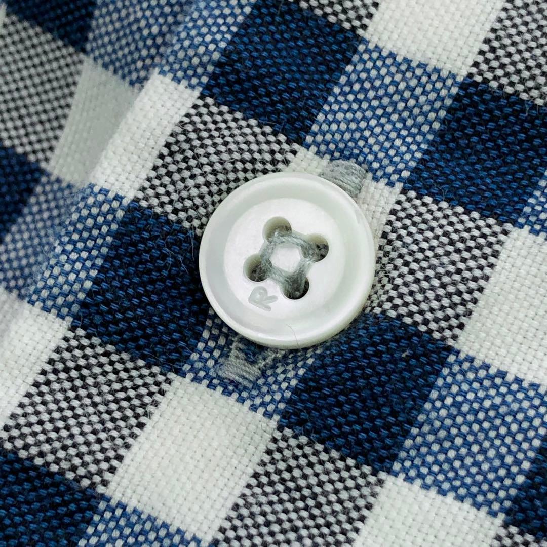 45R シャツ 長袖 丸襟 ギンガムチェック コットン Rステッチ刺繍 サイズ3