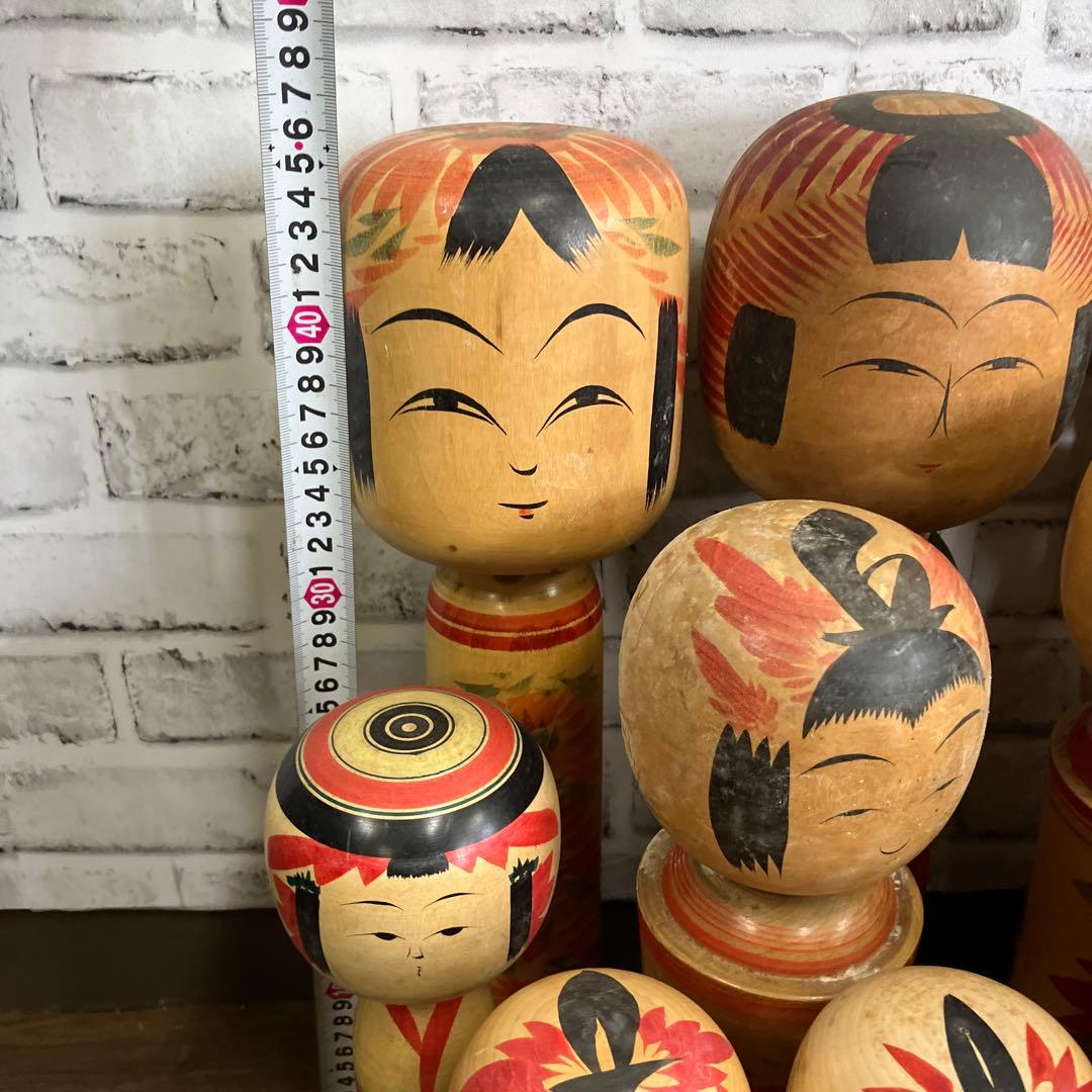 D-3 昭和レトロ 木製 こけし 小芥子 16体セット まとめ売り 日本人形