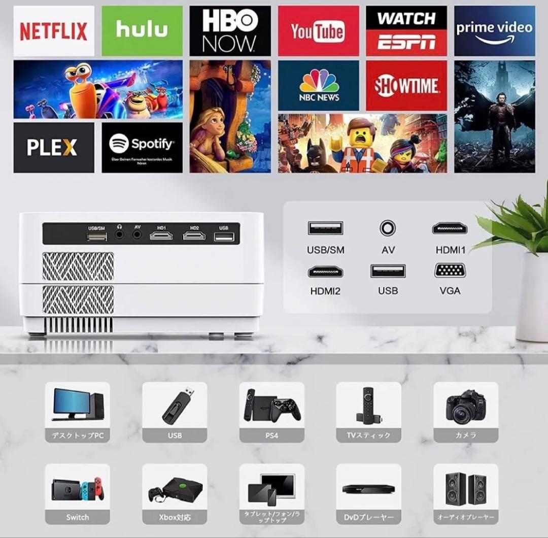 2025進級版【1080Pプロジェクター 20000LM】高輝度4k対応