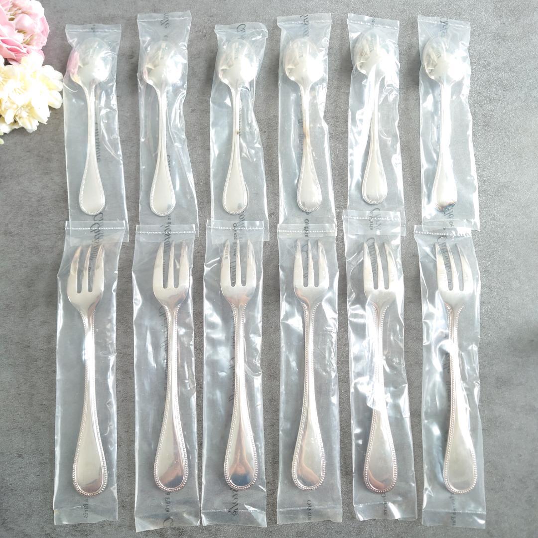 クリストフル パール ケーキフォーク コーヒースプーン 未開封 12点 箱付き