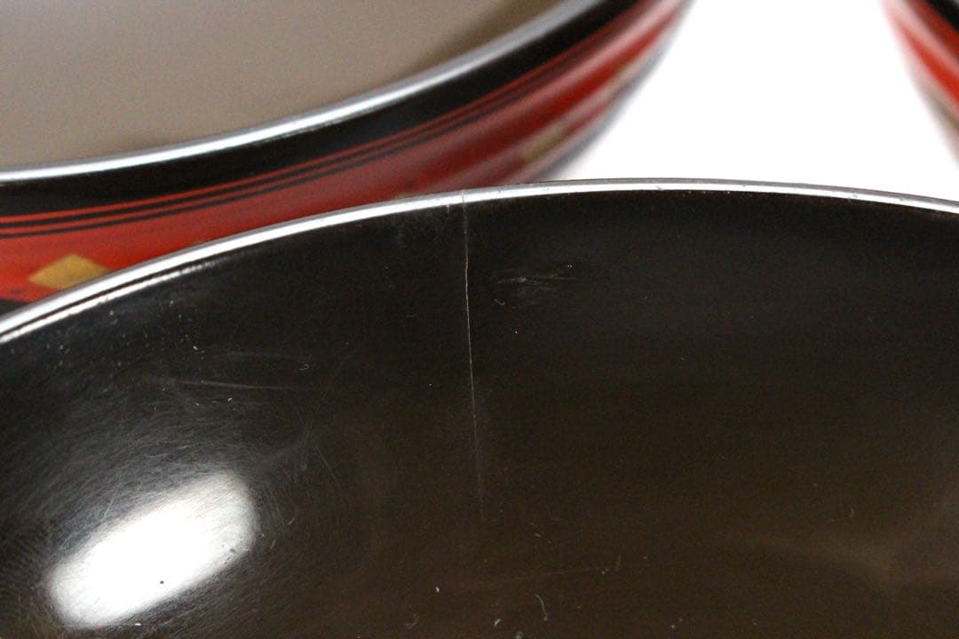 No4797秀衡塗　梅樹文蓋付椀　9客 木箱付　漆器　岩手　伝統工芸　送料無料