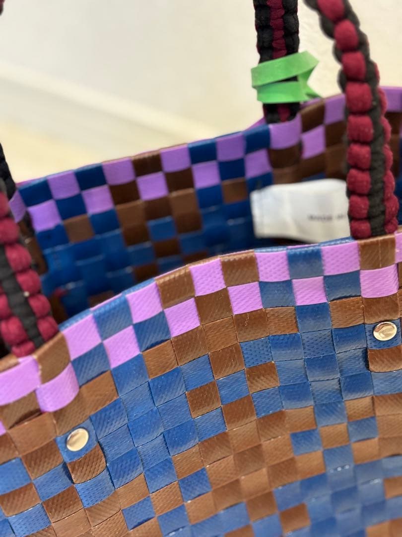 MARNI マルニマーケット 超美品 かごバッグ 茶X青X紫