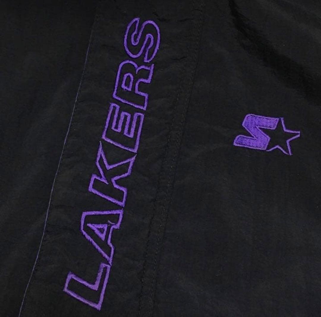 【NBA】90s レイカーズ 中綿 ハーフジップ ナイロンジャケット アノラック