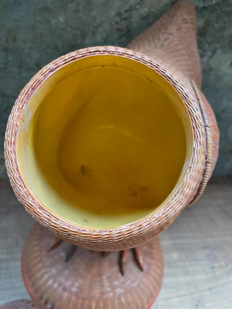 希少 1940's ヴィンテージ 上海伝統工芸 竹細工 雄鶏 ラタン オブジェ