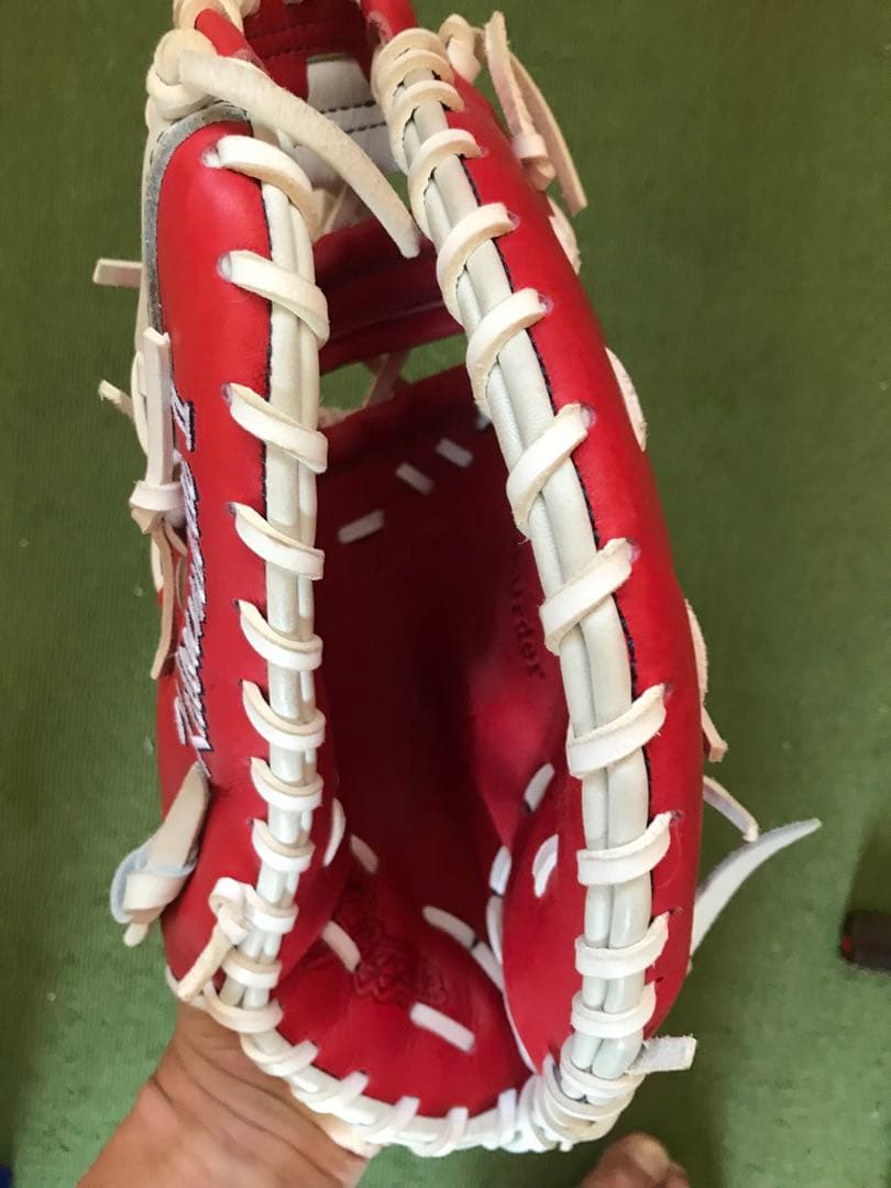 16日掲載終了！オーダーSlugger 軟式グローブ 赤/白 収納袋付き