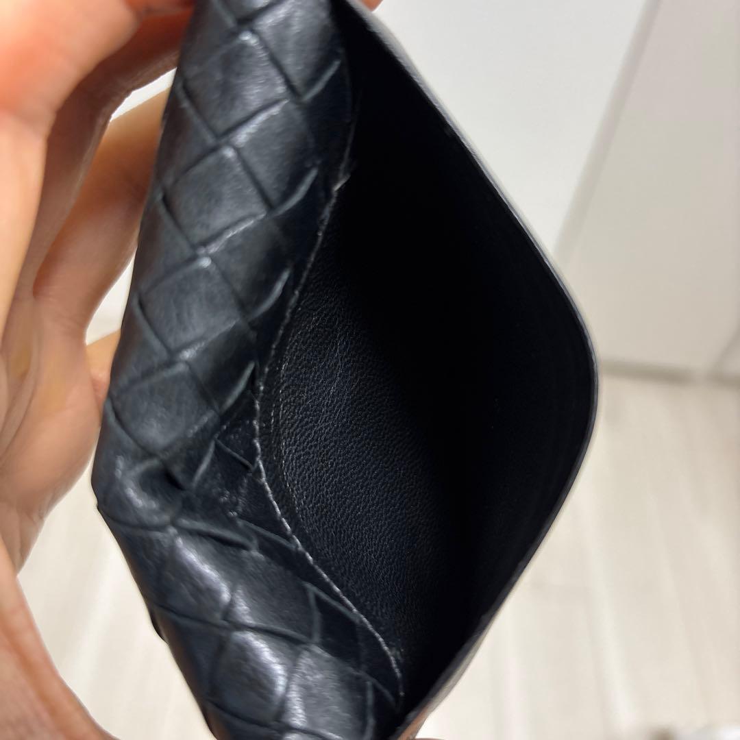 ボッテガ　BOTTEGA VENETA黒 レザー名刺入れ編み込み